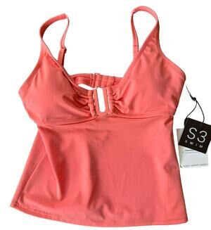 S3 Swim Watermelon Tankini Top Womens Small NWT UPF 50+ Coral Pink